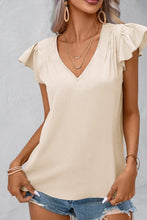 Load image into Gallery viewer, Ruffled V-Neck Cap Sleeve Blouse
