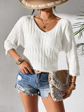 Load image into Gallery viewer, V-Neck Three-Quarter Sleeve Knit Top
