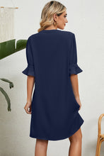 Load image into Gallery viewer, Notched Flounce Sleeve Mini Dress
