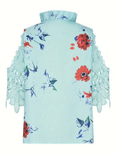 Load image into Gallery viewer, Full Size Lace Printed Half Sleeve Blouse
