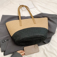 Load image into Gallery viewer, Contrast Straw Braided Handbag
