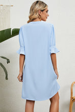 Load image into Gallery viewer, Notched Flounce Sleeve Mini Dress
