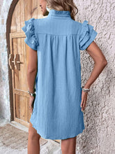 Load image into Gallery viewer, Ruffled Notched Cap Sleeve Mini Dress
