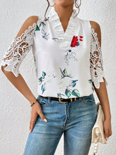 Load image into Gallery viewer, Full Size Lace Printed Half Sleeve Blouse
