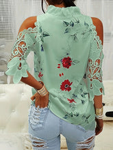 Load image into Gallery viewer, Full Size Lace Printed Half Sleeve Blouse
