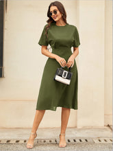 Load image into Gallery viewer, Round Neck Short Sleeve Midi Dress
