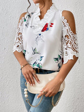 Load image into Gallery viewer, Full Size Lace Printed Half Sleeve Blouse
