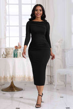 Load image into Gallery viewer, Ruched Boat Neck Midi Dress
